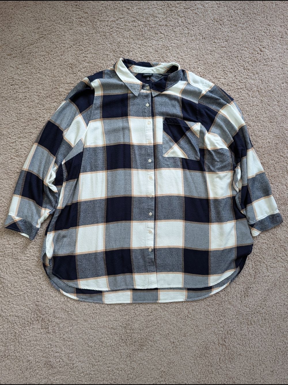 Torrid Womens Black Grey Plaid Fall Lizzie Long Sleeve Tunic Shirt NWT Size 5/5X - Picture 5 of 15